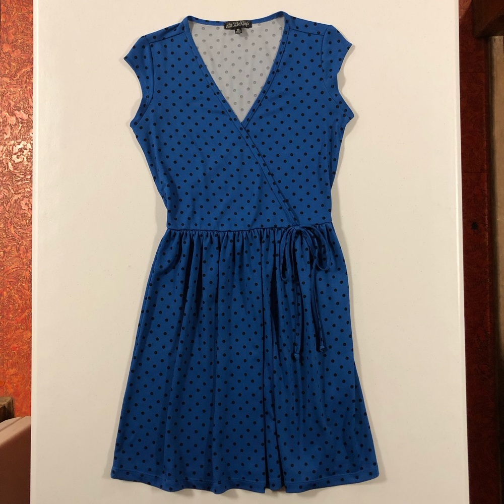 BeBop Junior’s Short Sleeve Pullover Polka Dot Stretch Blue Short Dress size XS